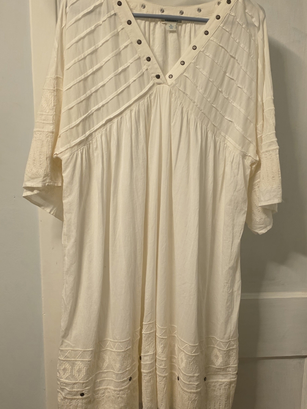 Women’s Cream Boho V-Neck Tunic Dress